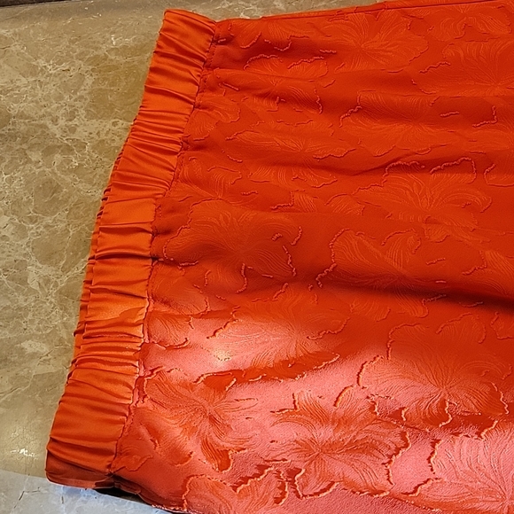 *DKNY Orange Flowy Floral Motif A-Line Skirt w/ elastic waist, S - Picture 4 of 12